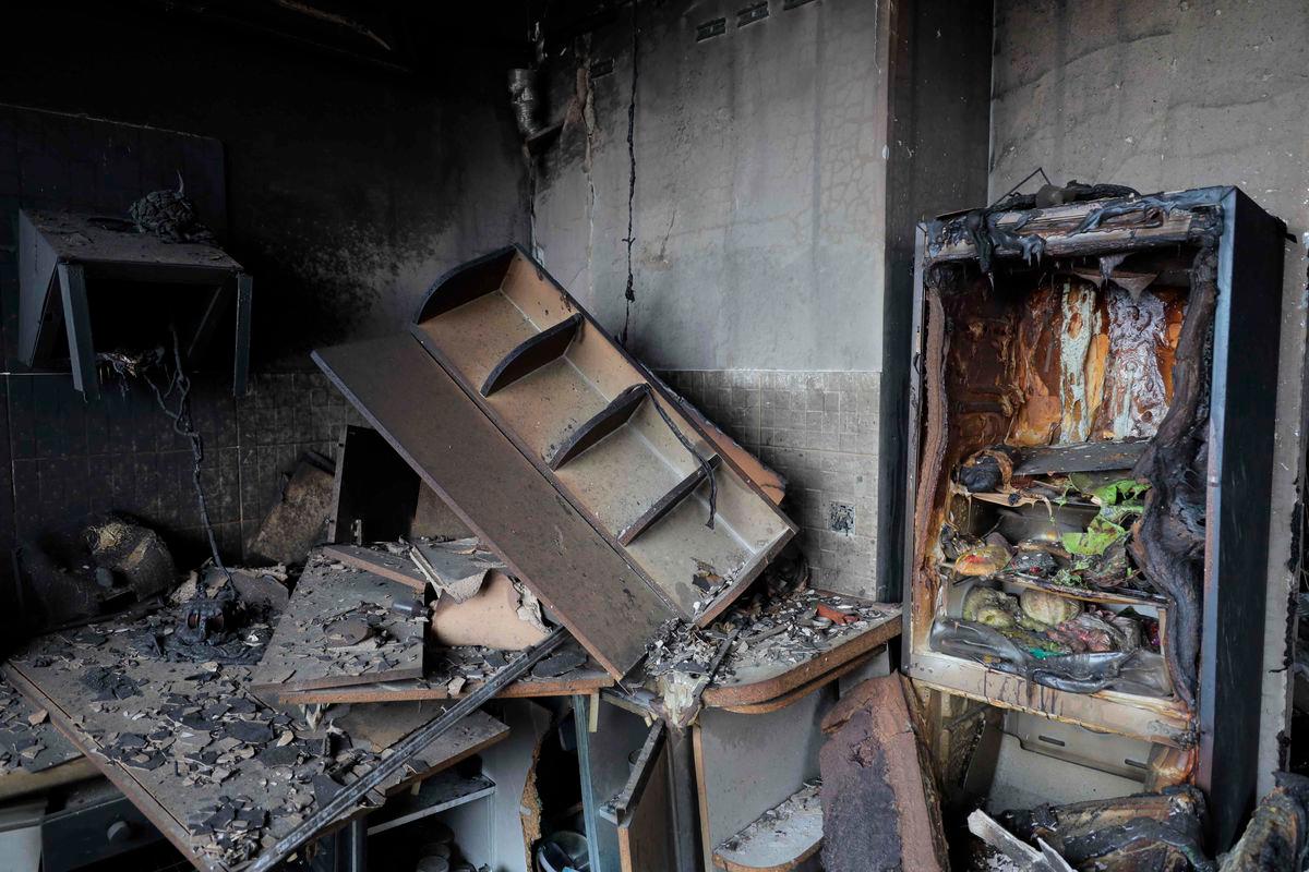 A damaged flat in a multi-storey residential building after a Russian drone attack in Odesa on June 28, 2025, amid the Russian invasion of Ukraine.