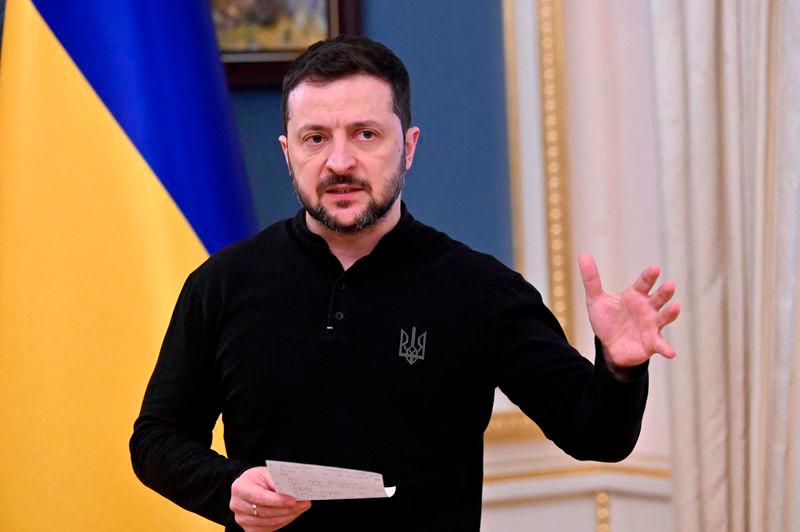 Ukraine’s President Volodymyr Zelensky speaks during a press conference in Kyiv on March 15. AFPpix