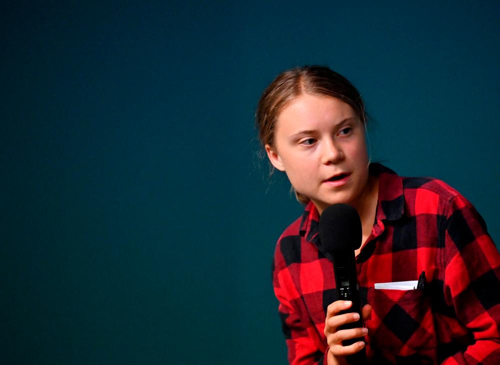 Greta Thunberg, Swedish environmental activist, member of the newly created international working group on environmental crimes of Russia, speaks during the press briefing following the group first meeting in Kyiv on June 29, 2023/AFPpix