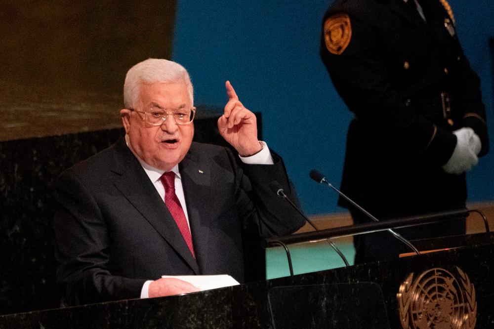 Palestinian president Mahmud Abbas addresses the 77th session of the United Nations General Assembly at UN headquarters in New York on September 23, 2022. - AFPPIX