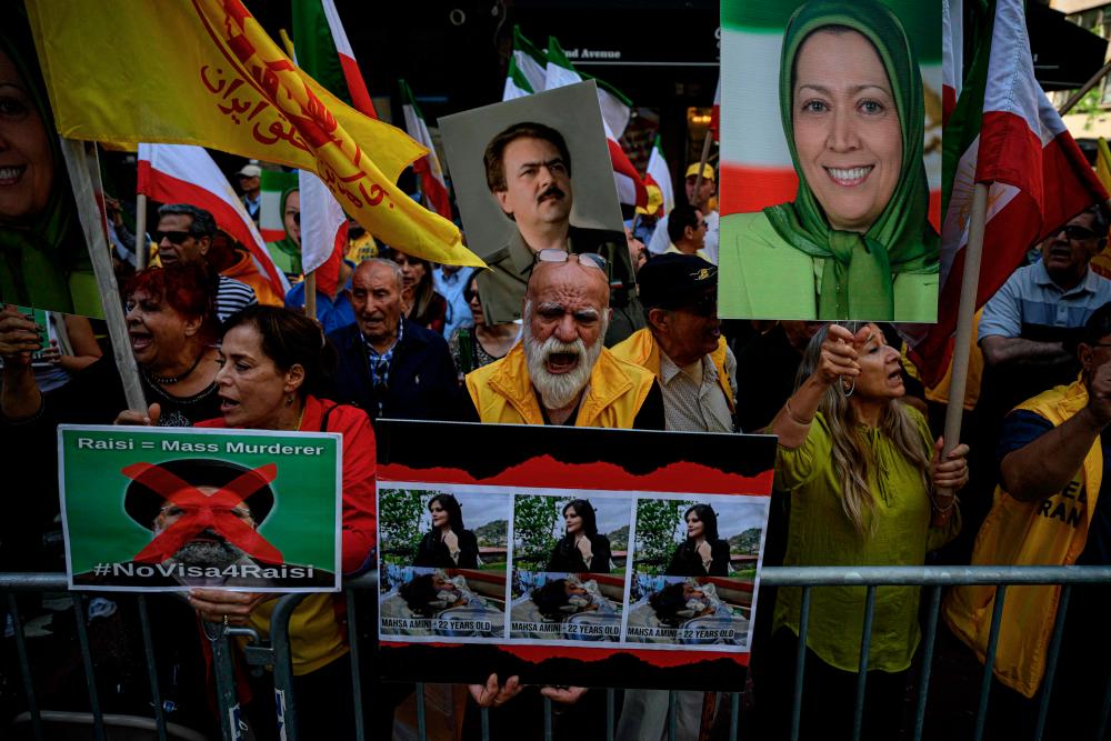 Protesters attend a rally calling for the prosecution of the Iran’s President Ebrahim Raisi, during the United Nations (UN) General Assembly in New York City on September 20, 2022. AFPPIX