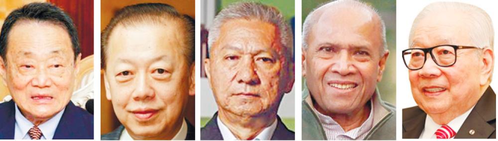 Top 5 richest in Malaysia: (from left) Robert Kuok, Tan Sri Quek Leng Chan, Tan Sri Koon Poh Keong, Tan Sri Ananda Krishnan and Tan Sri Teh Hong Piow.