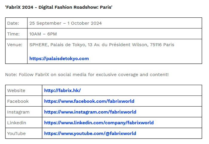 $!“Fashion Meets Future: Designing Tomorrow, Defining Today” FabriX Digital Fashion Roadshow Returns to Paris Fashion Week 2024