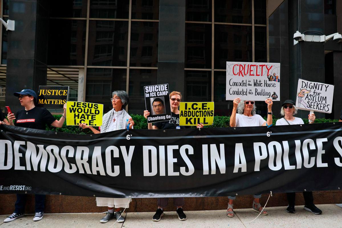 Activist hold a vigil for people detained by Immigration and Customs Enforcement (ICE) outside of Jacob K. Javitz Federal Building on August 14, 2025 in New York City. GETTY IMAGES NORTH AMERICA / AFPPix