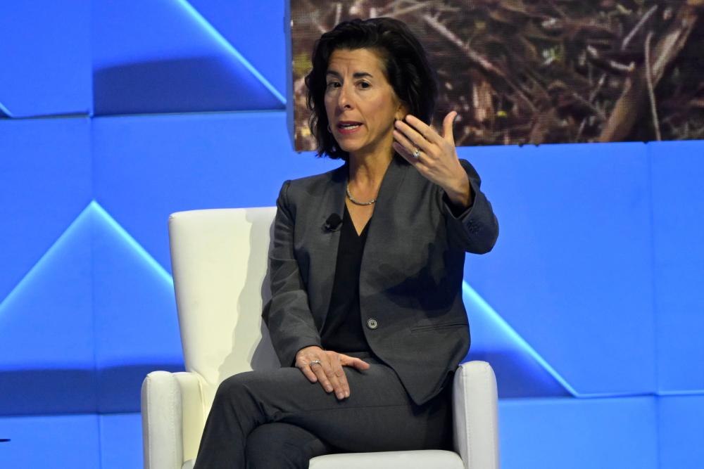 Raimondo speaking at the opening session of Apec leaders’ week in San Francisco on Wednesday. – AFPpic