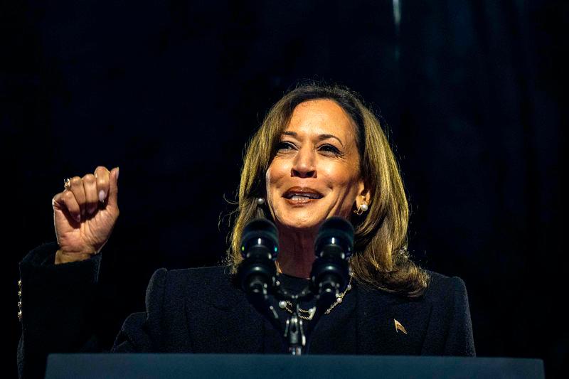 Democratic presidential nominee, U.S. Vice President Kamala Harris speaks during the closing rally of her campaign - AFPpix