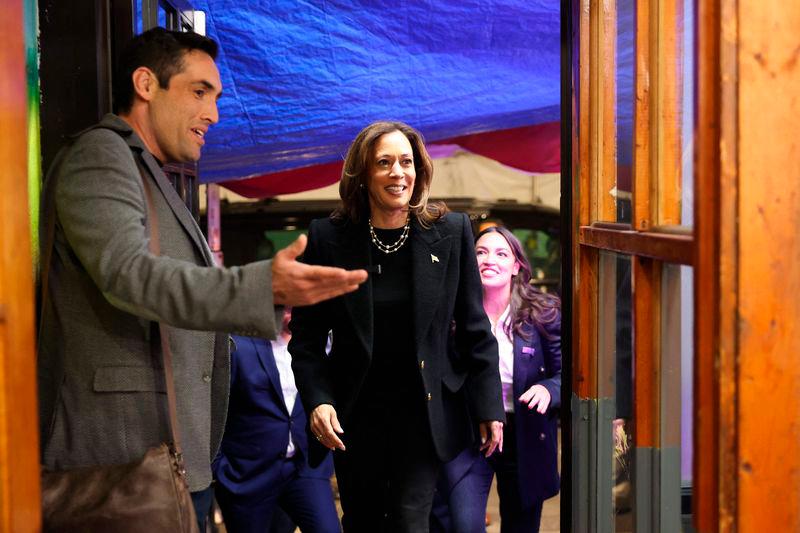 Democratic presidential nominee, U.S. Vice President Kamala Harris, visits Old San Juan Cafe on November 04, 2024 in Reading, Pennsylvania. AFPpix