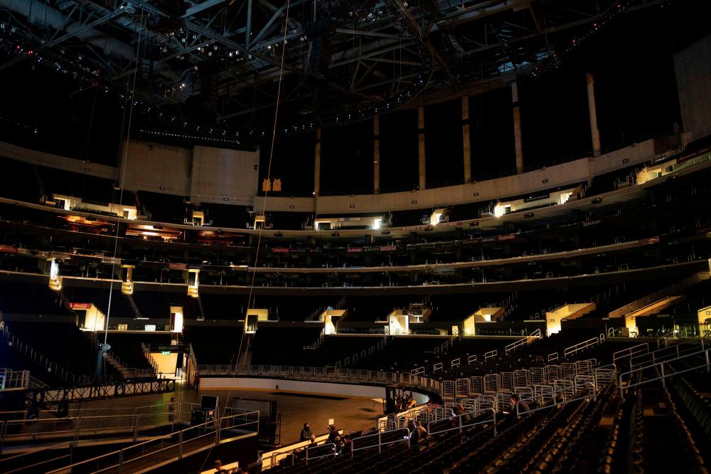 This handout picture released courtesy of Disney/ABC/The Academy of Television Arts &amp; Sciences shows the inside of the Staples Center ahead of the 72nd Primetime Emmy Awards ceremony held virtually on Sept 20, 2020. — AFP