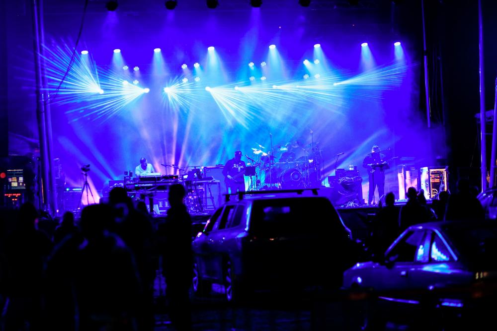 The Disco Biscuits band performs on stage during the Montage Mountain rave on October 23, 2020 in Scranton, Pennsylvania. / AFP / Kena Betancur