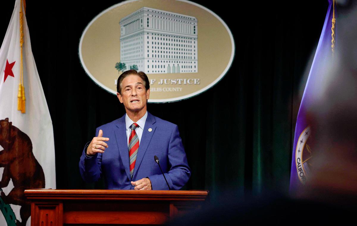 Los Angeles County District Attorney Nathan J. Hochman addresses the media at the Hall of Justice about a judge’s ruling denying a new trial for Lyle and Erik Menendez on September 16, 2025 in Los Angeles, California. - AFPpix