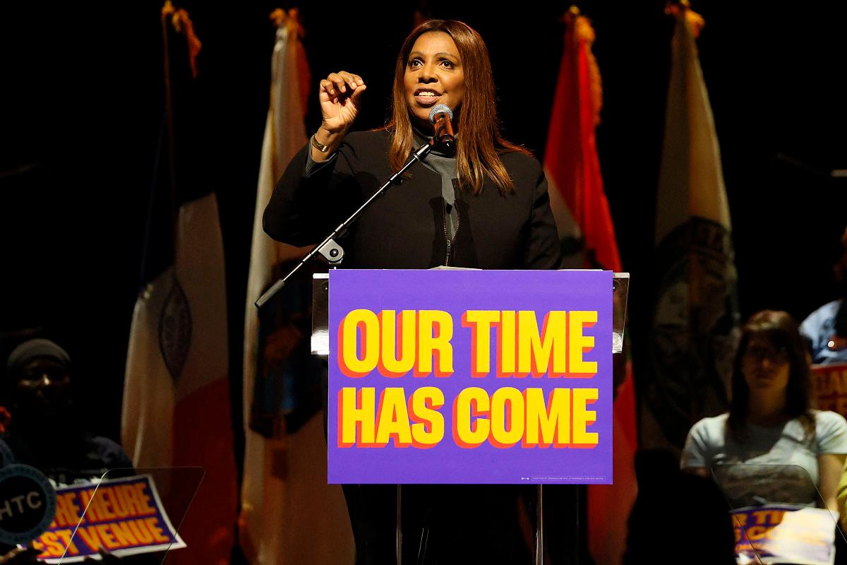 Attorney General Letitia James speaks during a New York City Mayoral candidate Zohran Mamdani campaign rally at United Palace on October 13, 2025 in New York City. - Michael M. Santiago/Getty Images/AFP