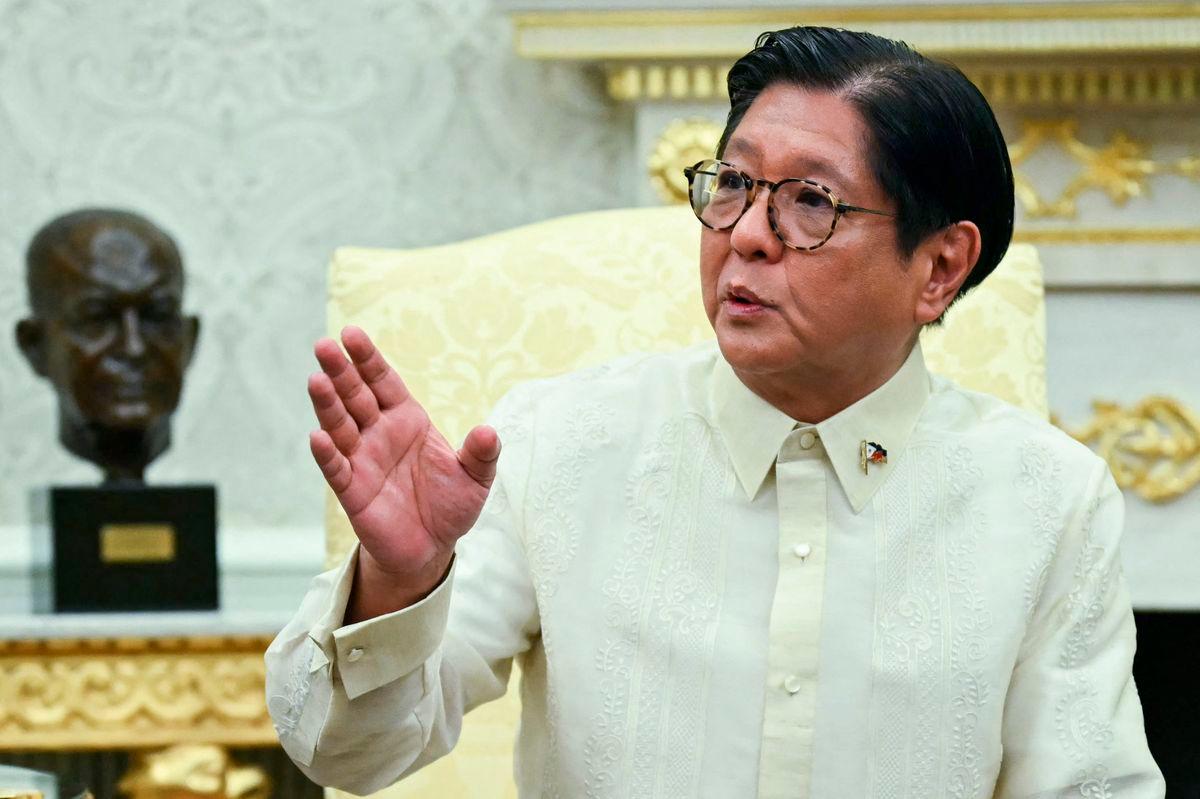 Filipino President Ferdinand Marcos Jr. speaks during a meeting with US President Donald Trump in the Oval Office at the White House in Washington, DC on July 22, 2025. (Photo by ANDREW CABALLERO-REYNOLDS / AFP)
