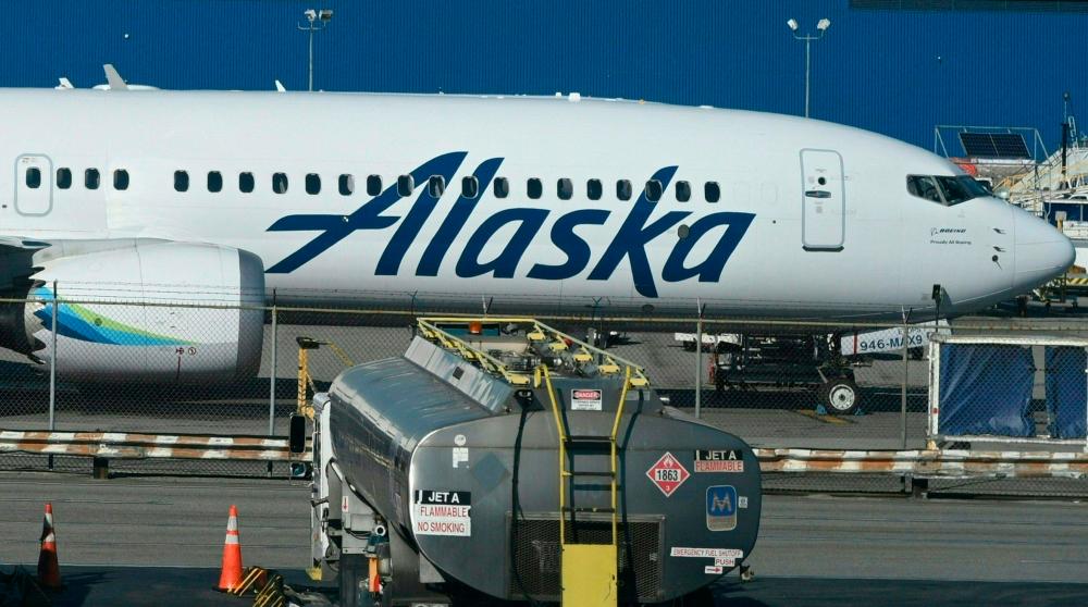 An Alaska Airlines Boeing 737 MAX 9 plane is parked on the tarmac at Los Angeles International Airport on Monday. United and Alaska Airlines have reported that loose hardware had been discovered on some of their Boeing 737 MAX 9 planes during preliminary inspections after a dramatic mid-flight incident last week. – AFPpic