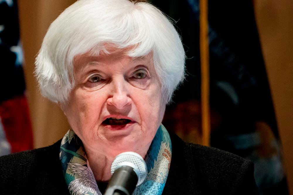 Yellen speaking about goals for the 2024 tax filing season at IRS headquarters in Washington, DC on Tuesday. – AFPpic