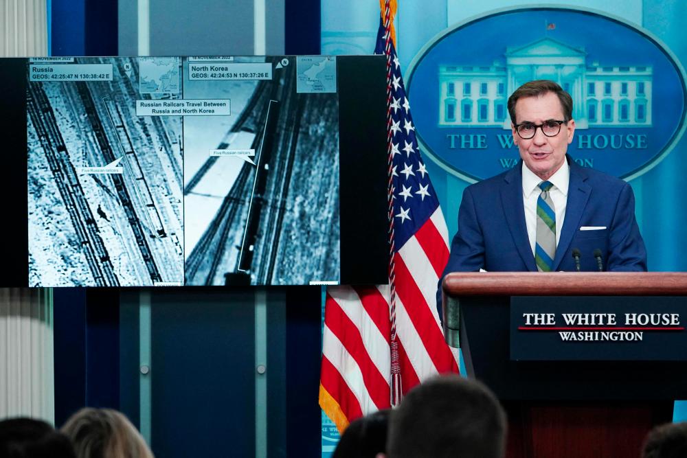 National Security Council Coordinator for Strategic Communications John Kirby speaks during the daily press briefing in the Brady Briefing Room of the White House in Washington, DC, on January 20, 2023. - AFPPIX