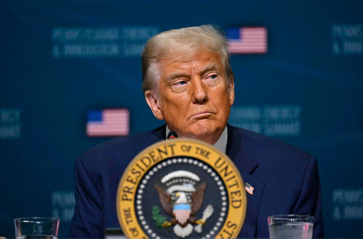 US President Donald Trump attends the inaugural Pennsylvania Energy and Innovation Summit on the campus of Carnegie Mellon University in Pittsburgh, Pennsylvania, on July 15, 2025. (Photo by ANDREW CABALLERO-REYNOLDS / AFP)
