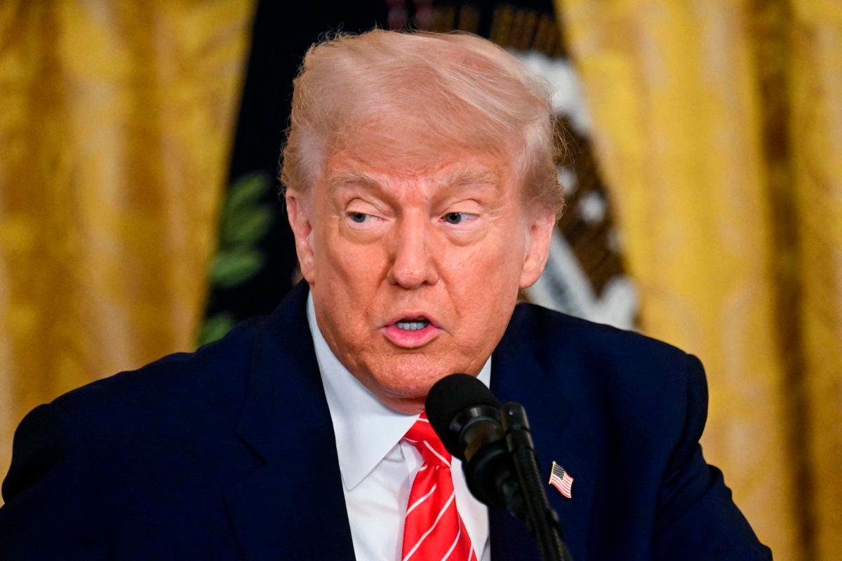 US President Donald Trump speaks during a celebration of military mothers in the East Room of the White House in Washington, DC, on May 8, 2025. aFPpix