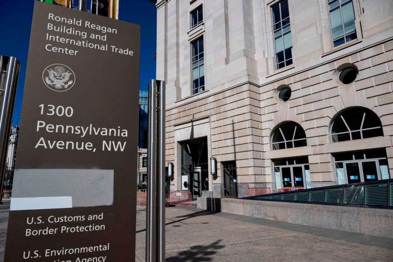 A sign outside the shuttered office of USAID at the Ronald Reagan building in downtown Washington is painted over on March 18, 2025. AFPpix