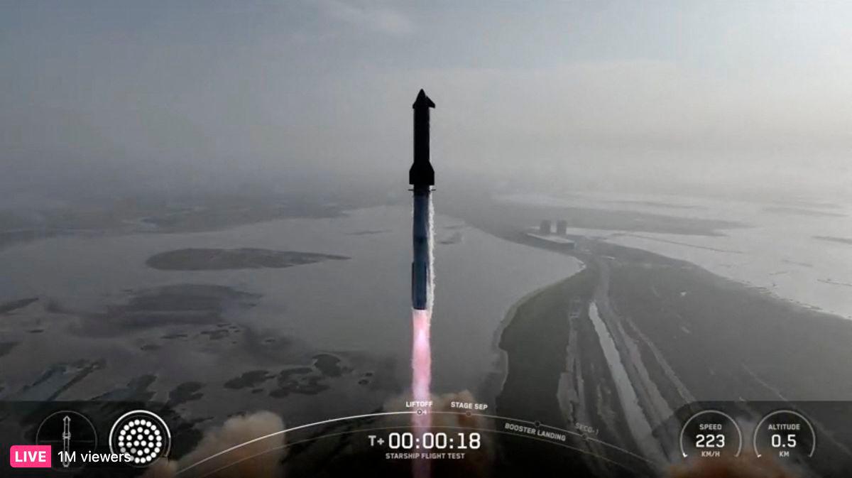 This screengrab from SpaceX live shows the SpaceX Starship rocket launching from Starbase, Texas, on May 27, 2025. AFPpix