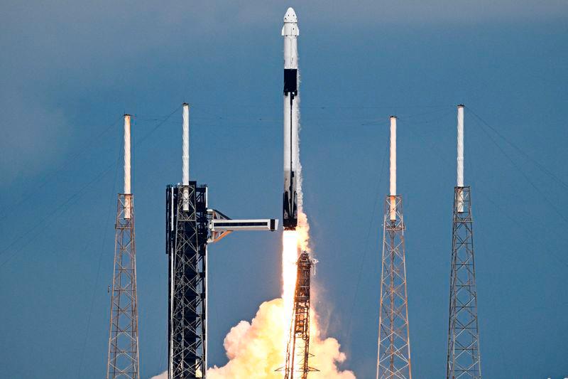 SpaceX Falcon 9 rocket carrying Roscosmos astronauts Aleksandr Gorbunov (L) (Mission Specialist) and NASA astronaut Nick Hague (Mission Commander) of Crew 9 lifts off from Space Launch Complex 40 toward the International Space Station (ISS) - AFPpix