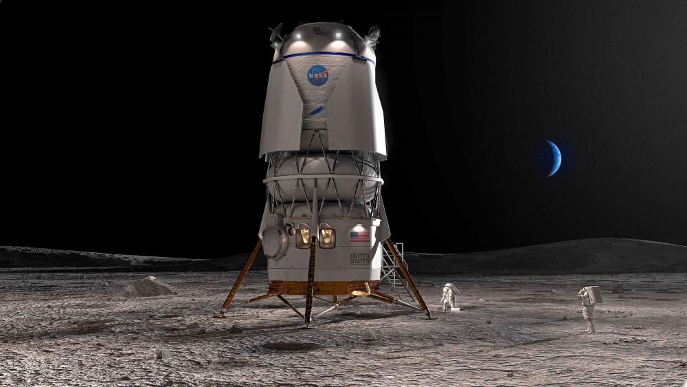 In this illustration released by NASA on May 19, 2023, an artist’s concept depicts the Blue Origin’s Blue Moon lander that will return astronauts to the Moon as part of NASA’s Artemis program. AFPPIX