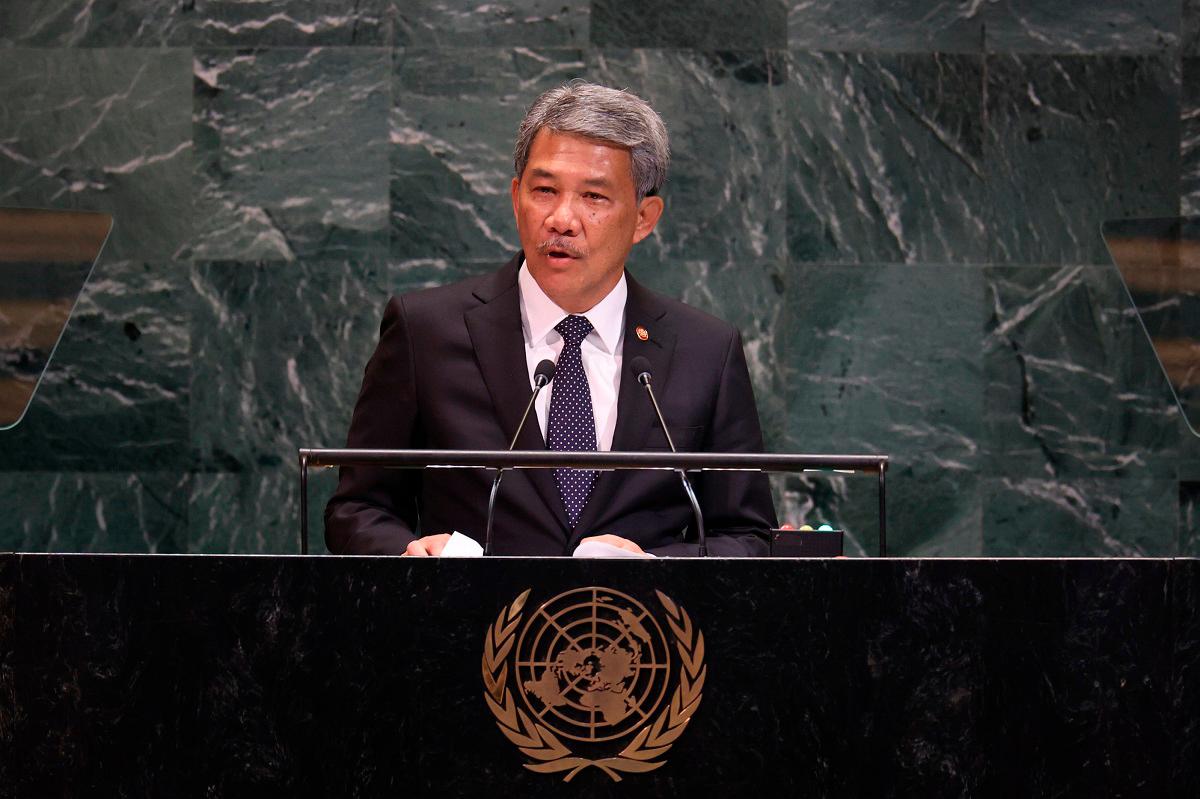 Foreign Minister Datuk Seri Mohamad Hasan delivers the country’s national statement during the High-Level General Debate of the 80th session of the United Nations General Assembly (UNGA) 2025 on Sunday. - Bernama