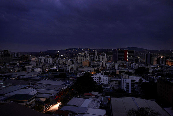 View of Chacao neighborhood during a power cut in Caracas — AFP