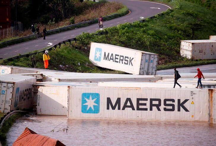 A view of shipping containers, which were washed away after heavy rains caused flooding, in Durban, South Africa. - REUTERSpix