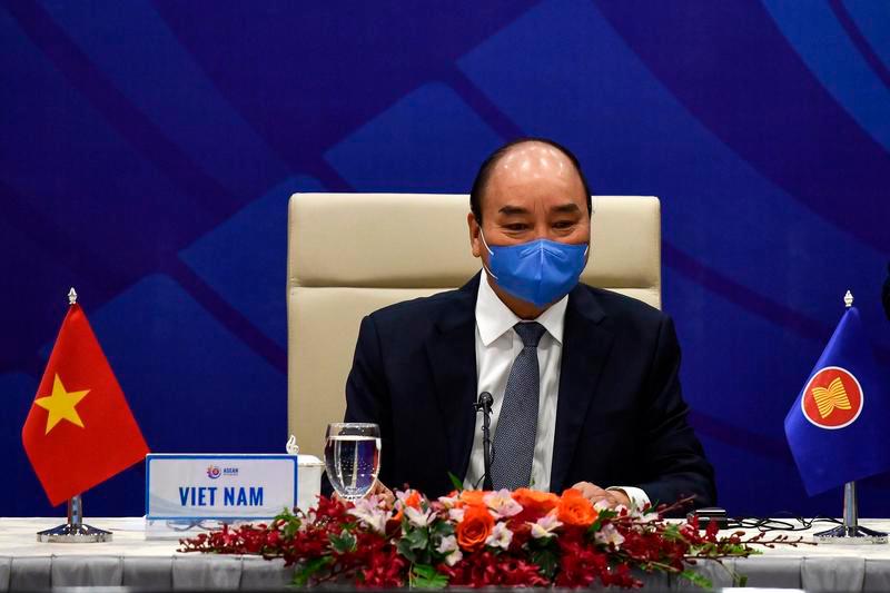 Vietnam’s Prime Minister Nguyen Xuan Phuc waits for the start of a special video conference with leaders of the Association of Southeast Asian Nations (ASEAN) on the coronavirus disease (Covid-19), in Hanoi April 14, 2020. — Reuters