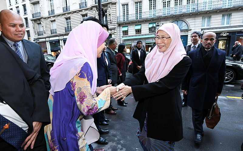 Deputy Prime Minister Datuk Seri Dr Wan Azizah Wan Ismail is greeted upon arrival in Paris, on March 17, 2019. — Bernama