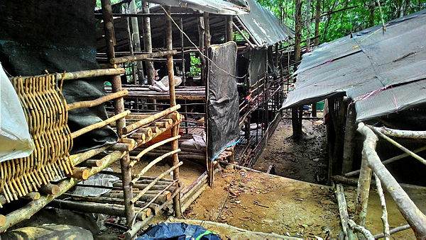 One of the 28 camp sites found by the PDRM VAT 69 team in the forest around Wang Kelian in May, 2015.