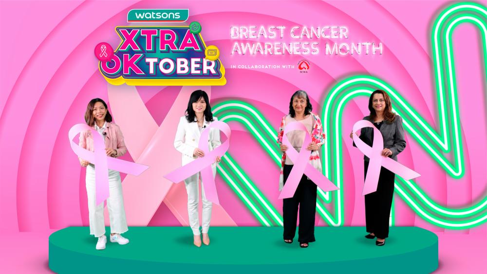 From left: Jenn, Caryn, Ranjit and Harjit during the digital launch of Watsons Xtra OKtober, Breast Cancer Awareness month.