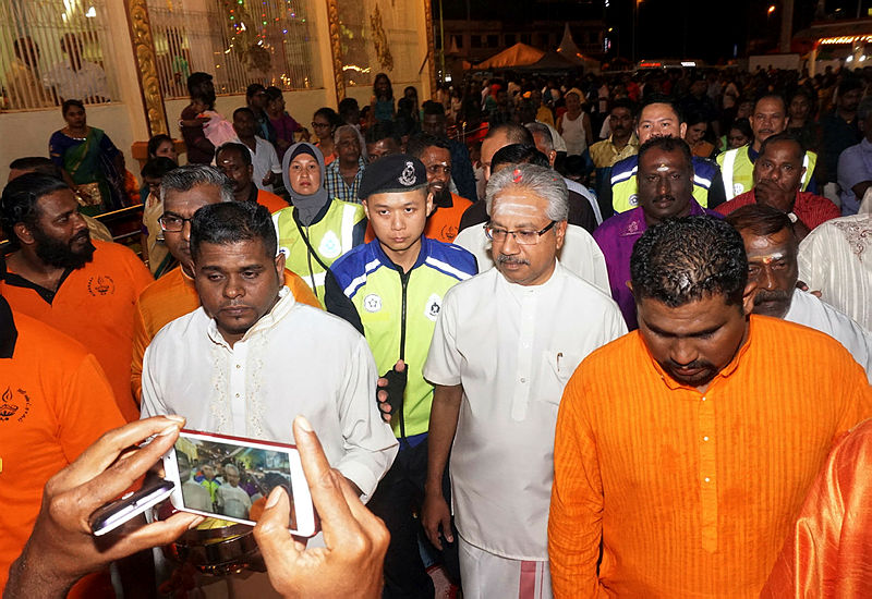 Minister in the Prime Minister’s Department (National Solidarity and Social Welfare) Senator P. Waytha Moorthy, attends Thaipusam celebrations at the Sri Subramaniya Swami Devasthanam temple, on Jan 21, 2019. — Bernama