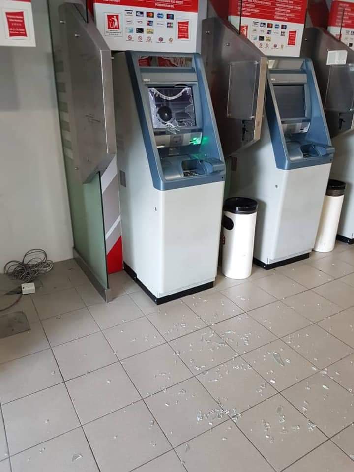 The damaged ATM machine. — Picture via social media