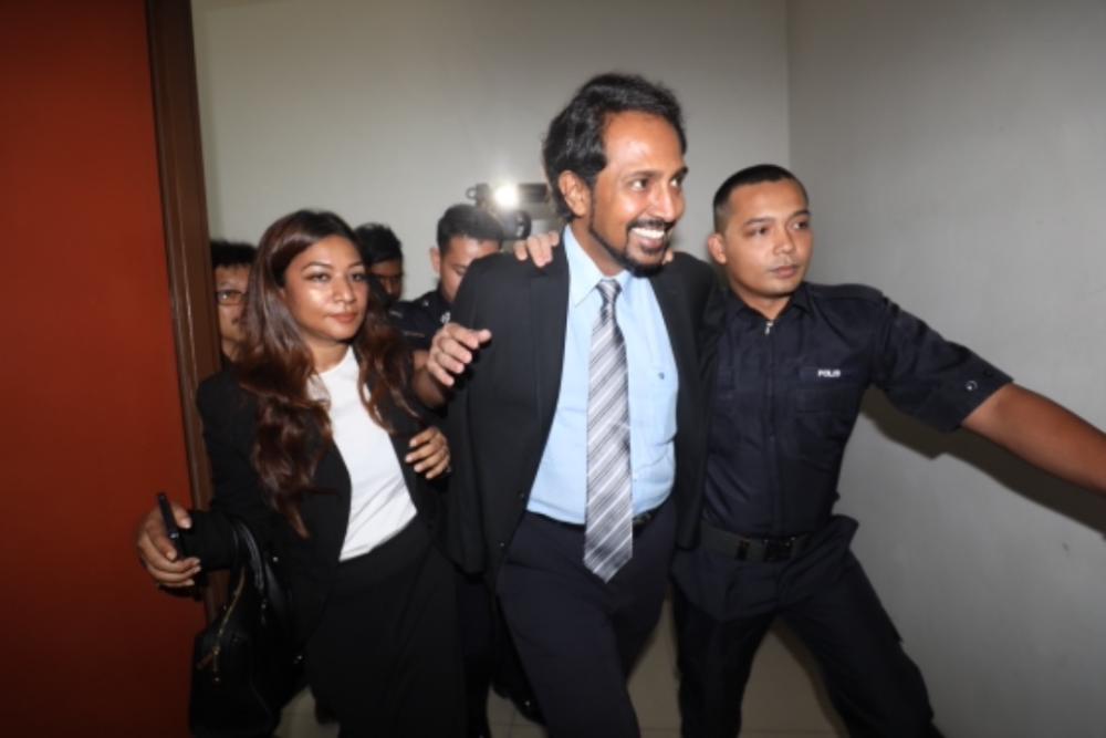 A businessman named Datuk Seri MG Ghanaraja was charged at a sessions court here on April 3, 2019, on charges of receiving RM19 million in money to close the RM6.3 billion undersea tunnel mega project in Penang. — Sunpix by Asyraf Rasid