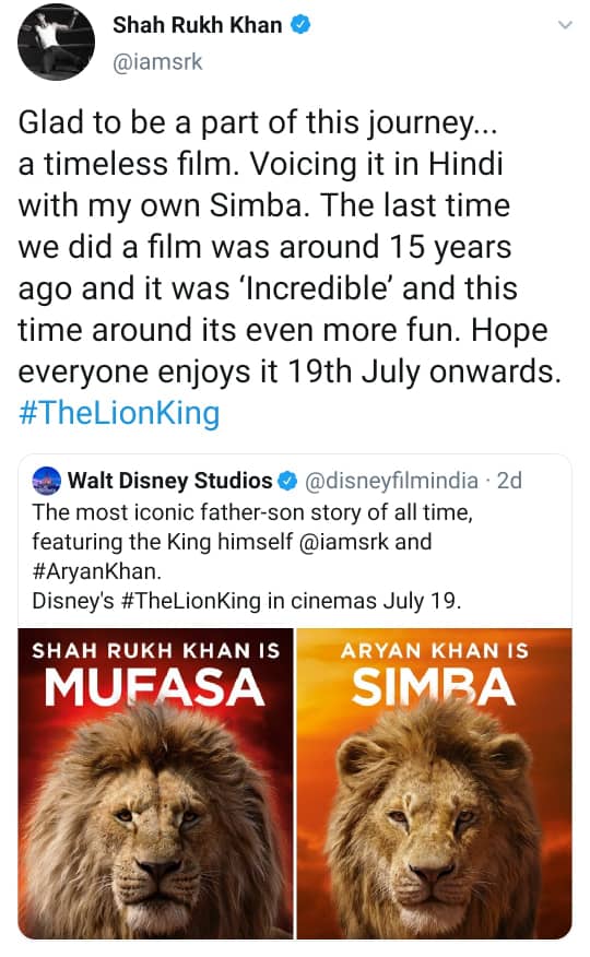 The Khans are taking over the Hindi version of ‘The Lion King’