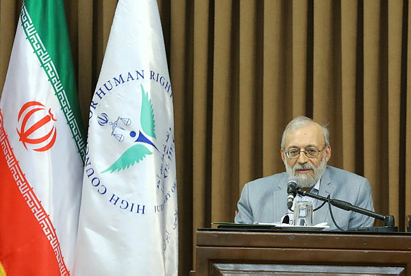Mohammad-Javad Larijani secretary of High Council for Human rights, Attends a meeting with Foreign Ambassadors in Iran in the capital Tehran on June 24, 2019. — AFP