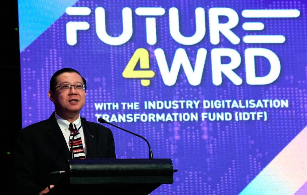 Finance Minister Lim Guan Eng delivering his speech during launching of Industry Digitalisation Transformation Fund on March 7.