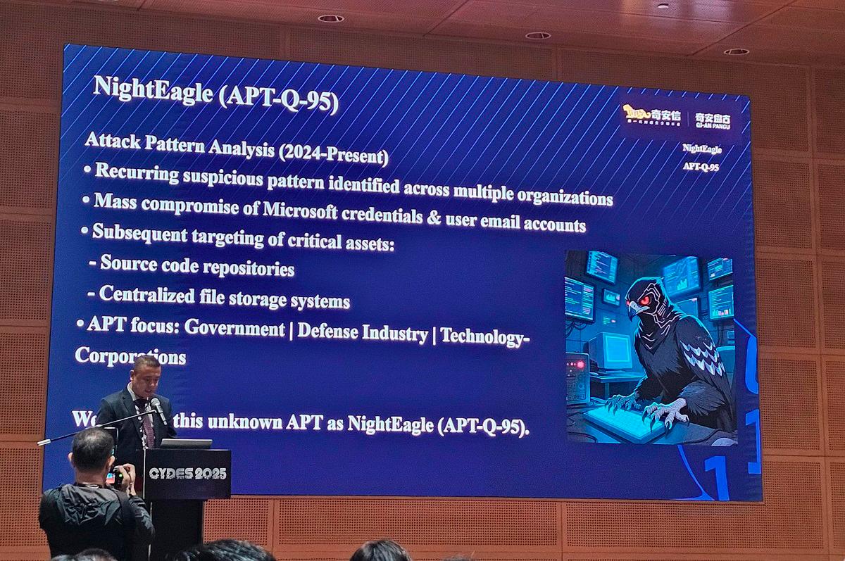 Gu Liang, Vice Director of PanGu Laboratory at Qi An Xin Technology Group, delivered a compelling keynote address detailing the company’s successful efforts in identifying and countering Night Eagle.