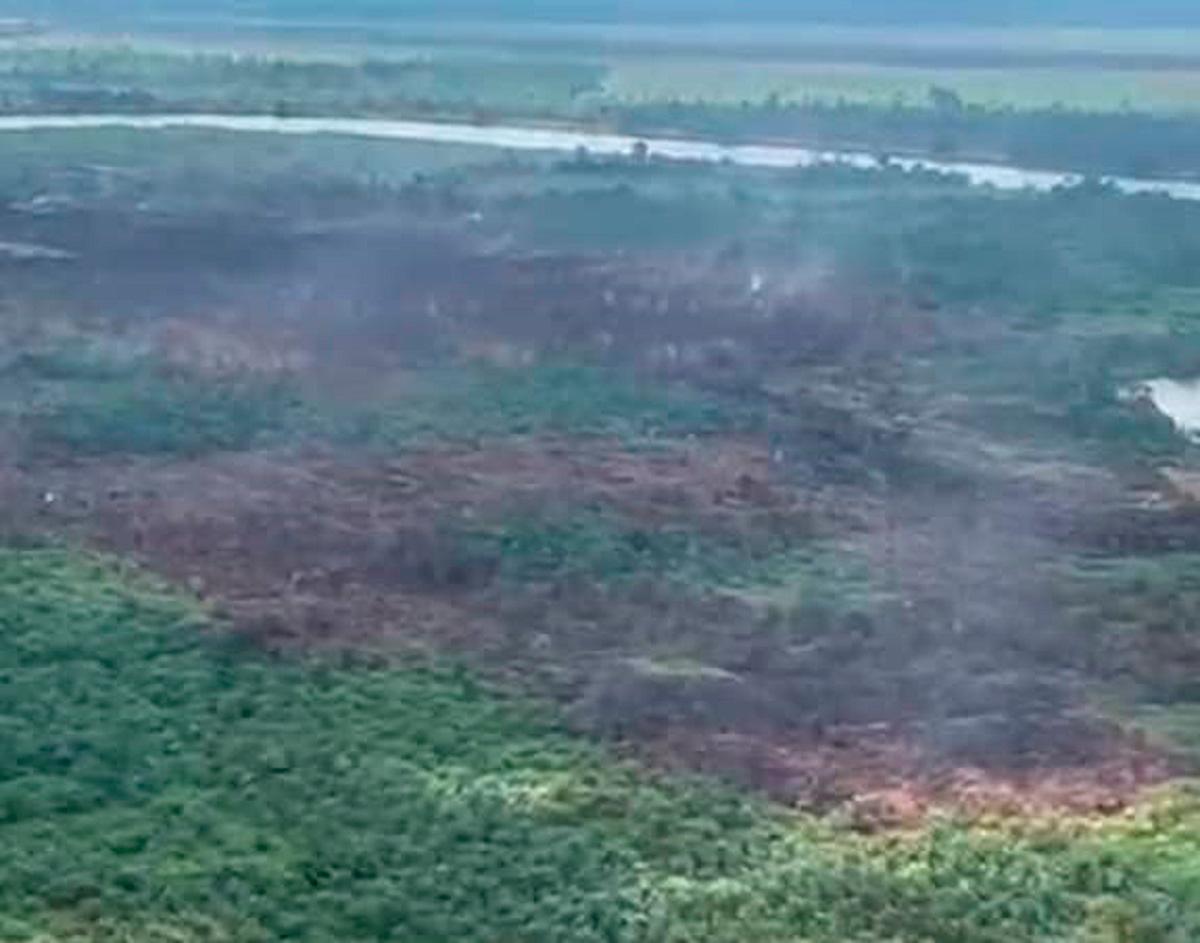 Heavy rain brought huge relief after heavy downpour today in Marudi where wildfires raged for nine days. - Pic courtesy Sarawak Fire and Rescue Department