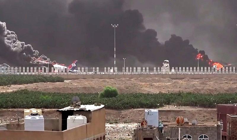 A handout picture released by the Huthi-affiliated branch of the Yemeni News Agency SABA on May 6, 2025, shows smoke billowing at Sanaa international airport after Israel's military warplanes struck Yemen's rebel-held capital Sanaa. Israel's military said its warplanes struck Yemen's rebel-held capital Sanaa on May 6, fully disabling the airport, the latest retaliation for a missile attack by the Iran-backed Huthis on Israel's main airport. - AFP PHOTO / HO / SABA
