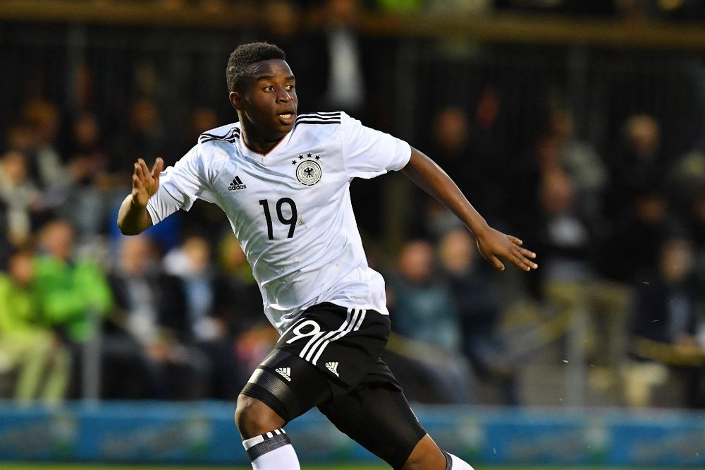 Germany’s Youssoufa Moukoko runs during the friendly U16 match between Austria and Germany in Hippach, Austria. Borussia Dortmund’s 14-year-old prodigy has signed a million-dollar sponsorship deal with Nike, according to a report in German tabloid Bild, April 10, 2019. — AFP