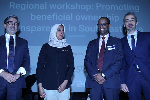 MACC chief commissioner Latheefa Koya (2nd L) poses for a photo at the Regional Workshop Promoting Beneficial Ownership Transparency in Southeast Asia, on July 22, 2019
