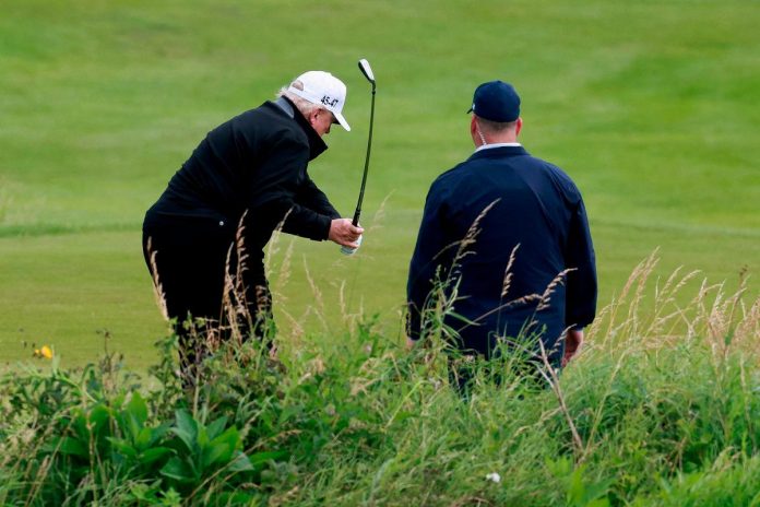 Trump plays golf in Scotland as protests loom over visit