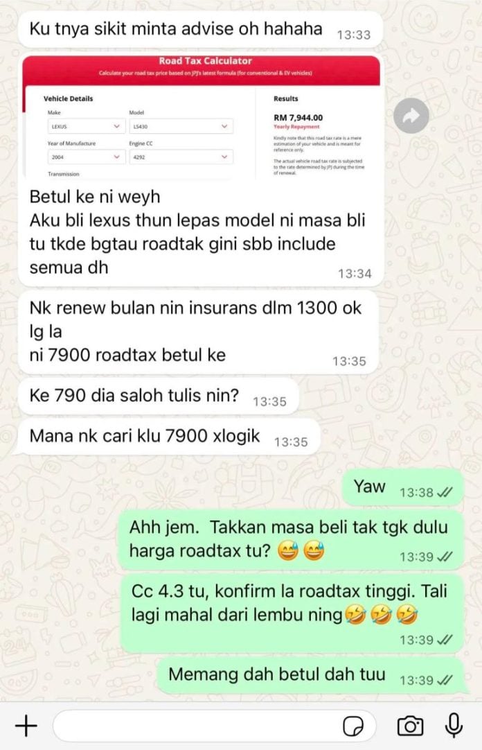 M’sian shocked by RM7.9k road tax after buying RM35k Lexus without proper research