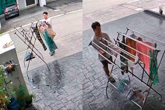 CCTV shows kind neighbour saving clothes before rainfall CCTV shows kind neighbour saving clothes before rainfall