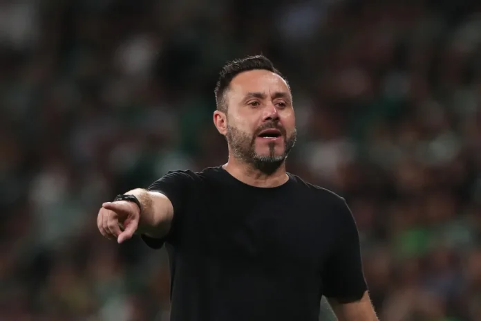 Football - UEFA Champions League - Sporting CP v Olympique de Marseille - Estadio Jose Alvalade, Lisbon, Portugal - October 22, 2025 Olympique de Marseille coach Roberto De Zerbi reacts - REUTERSPIX