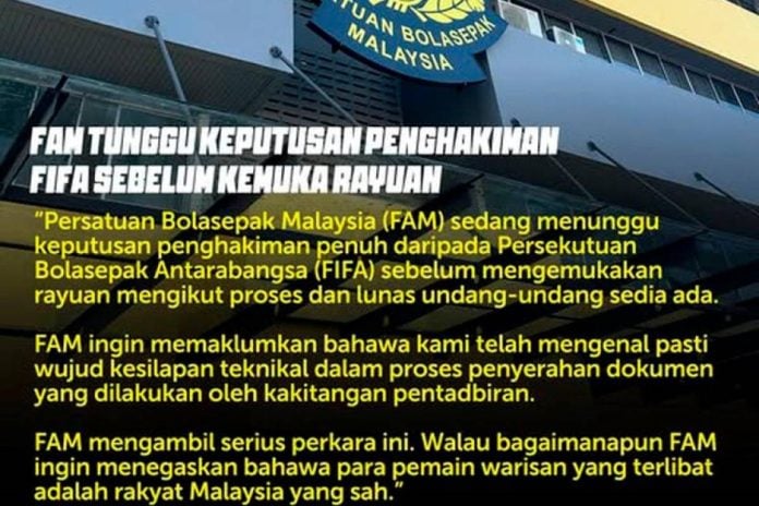Denda FIFA: Wujud kesilapan teknikal penyerahan dokumen - FAM