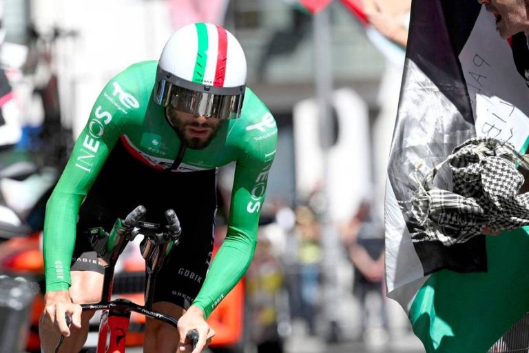 Ganna wins Vuelta stage 19 time trial amid heightened security