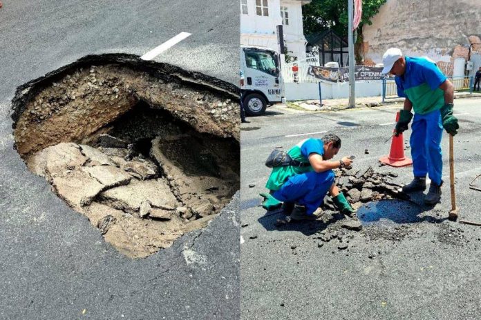 Jalan Burma sinkhole repairs to finish in five days with night works